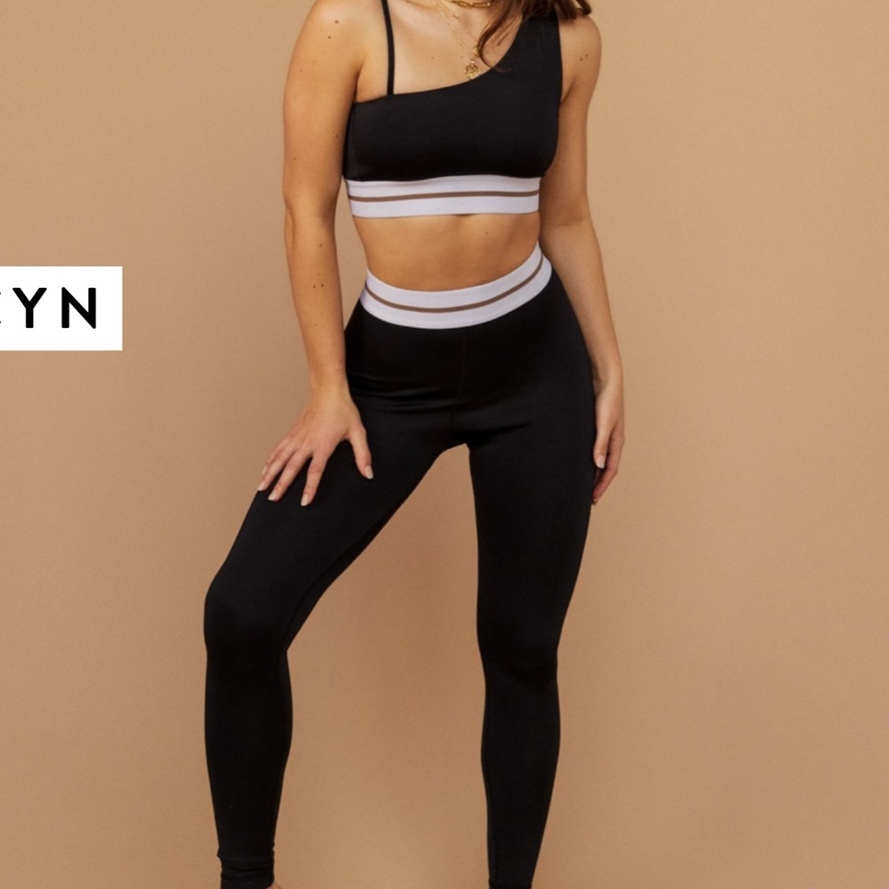 Revolve x Tan + Lines Runyon Leggings Venice One Shoulder Sports Bra Set Workout